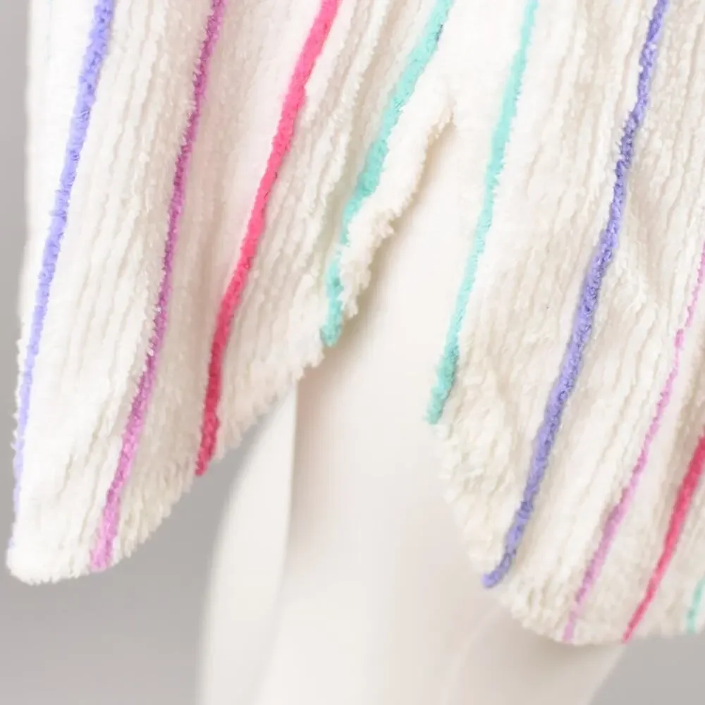 Vintage Terry Cloth Swimsuit Cover Up Robe, Rainbow Striped, Women's Medium